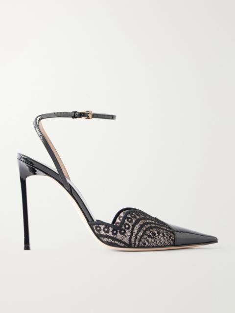 TOM FORD 105 Lace And Patent-leather-trimmed Pumps