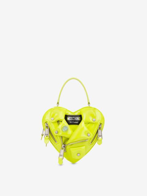 Moschino INFLATABLE EFFECT HEART BIKER BAG