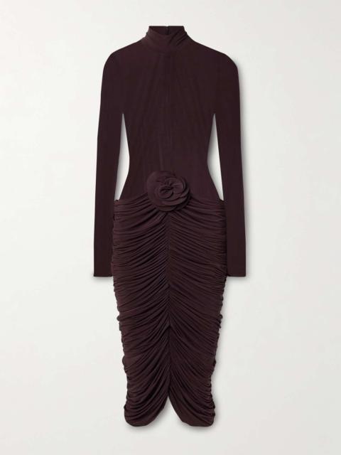 MAGDA BUTRYM Appliquéd ruched stretch-jersey midi dress