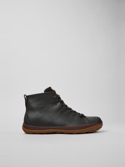 CAMPER Peu Pista GM Gray Leather Mid Boots for Men.