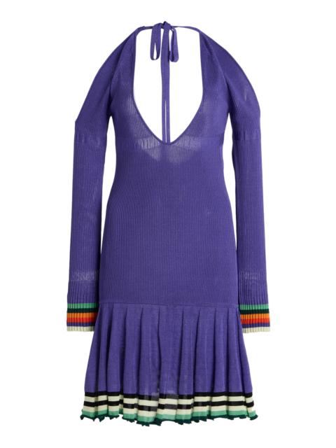 CHRISTOPHER JOHN ROGERS Exclusive Riviera Cold-Shoulder Ribbed-Knit Mini Dress purple