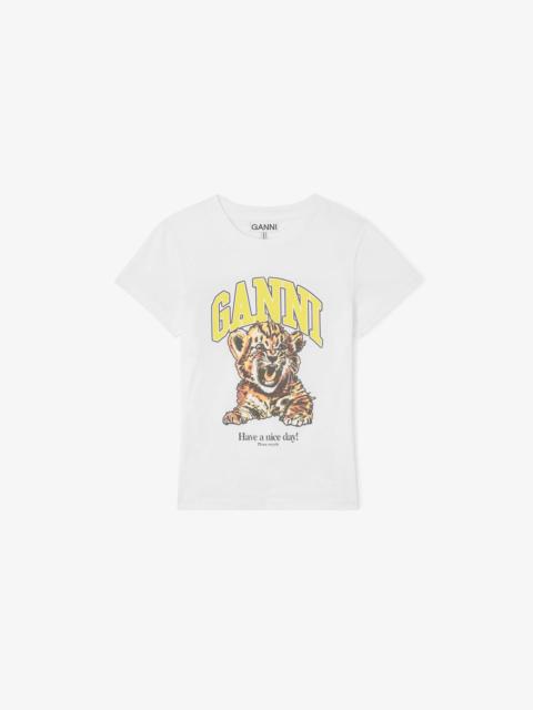 GANNI BABY FIT T-SHIRT WITH TIGER