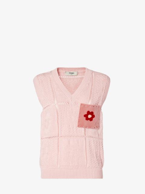 FENDI Vest Light pink crocheted cotton vest