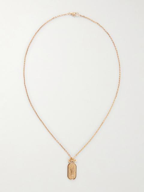 SAINT LAURENT Cassandre Tablet Gold-Tone Necklace