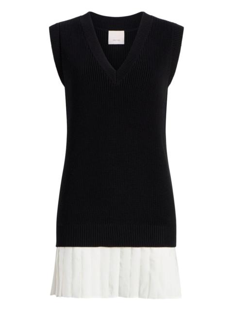 Cinq à Sept pleated-panel cotton-blend vest mini day dress