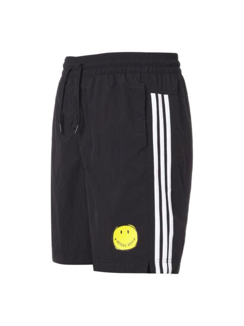 adidas adidas neo M Smly Shorts Smiling Face Printing Stripe Sports Black GP5786