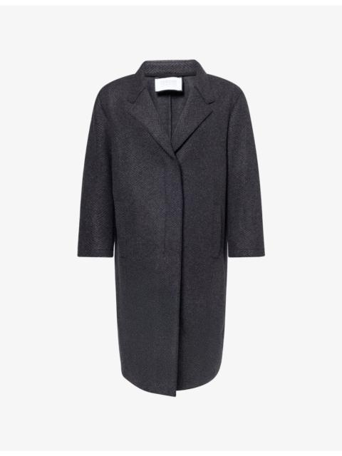 Harris Wharf London Grandad Patterned Long Wool Coat