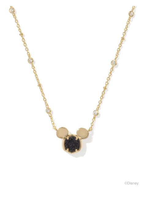 KENDRA SCOTT Disney | Kendra Scott Gold Mickey Mouse Short Pendant Necklace in Black Drusy