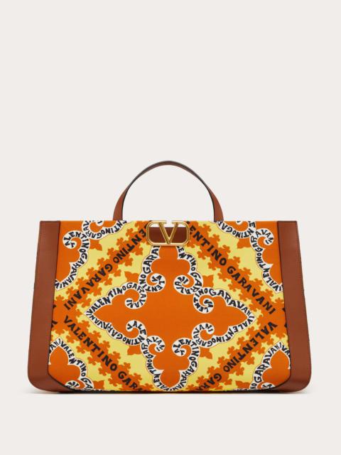 Valentino VLOGO SIGNATURE CANVAS HANDBAG WITH MINI BANDANA PRINT