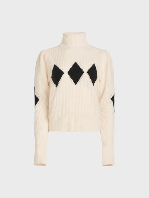 SHRIMPS Shrimps x Reformation Diamond Cashmere Turtleneck - Cream/Black