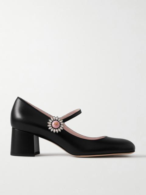 Valentino 55 Embellished Leather Mary Jane Pumps