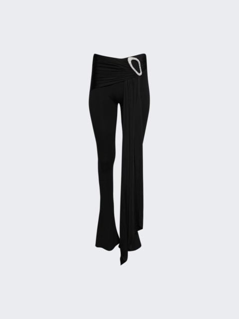 David Koma Crystal Buckle & Drape Overlay Trousers Black