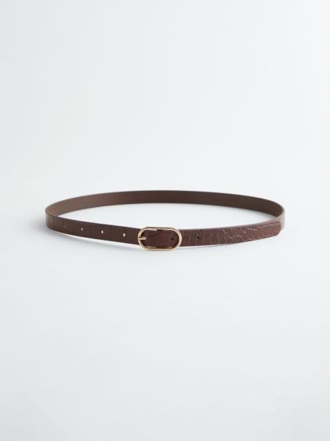 & Other Stories Croco Effect Slim Leather Belt