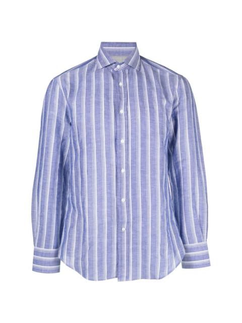 spread-collar striped shirt