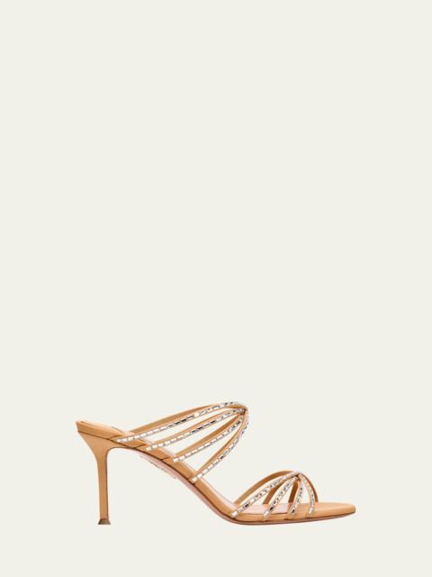 AQUAZZURA Tell Me Crystal 75mm Grosgrain Sandals