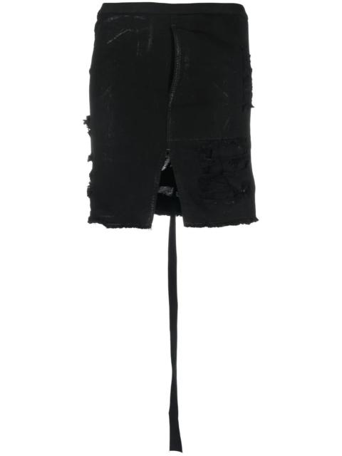 Rick Owens DRKSHDW distressed denim mini skirt