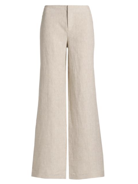 Reformation Women's Vida Low-Rise Wide-Leg Linen Pants - Oatmeal