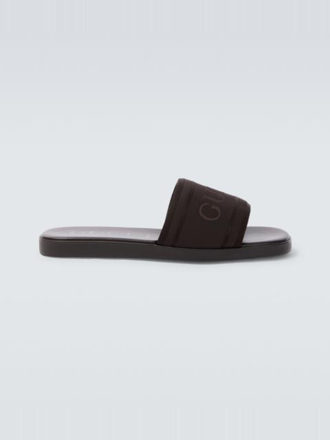 GUCCI Logo canvas and leather slides