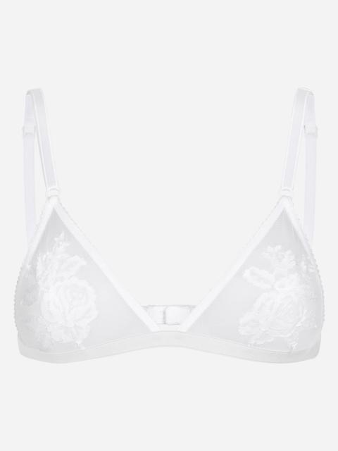 Lace and tulle soft-cup triangle bra