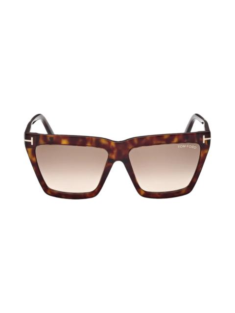 Eden 56mm Gradient Geometric Sunglasses in Dark Havana /Brown Orange