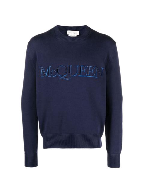 Alexander McQueen logo-embroidered cotton jumper
