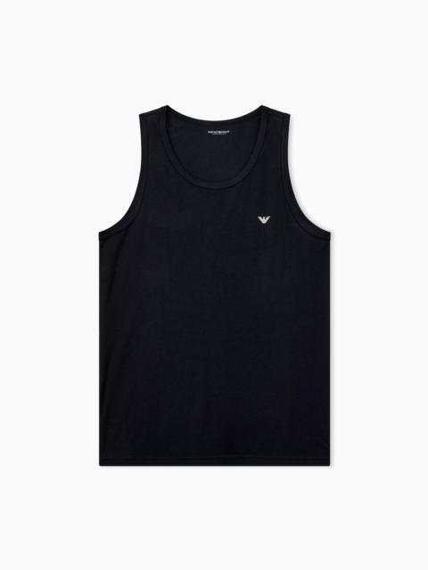 EMPORIO ARMANI COTTON TANK TOP WITH ROUND NECKLINE AND EMBROIDERED LOGO