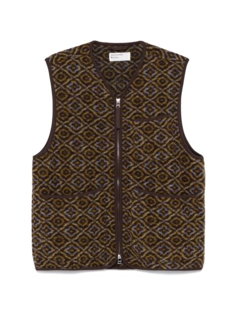 Universal Works geometric-print fleece gilet