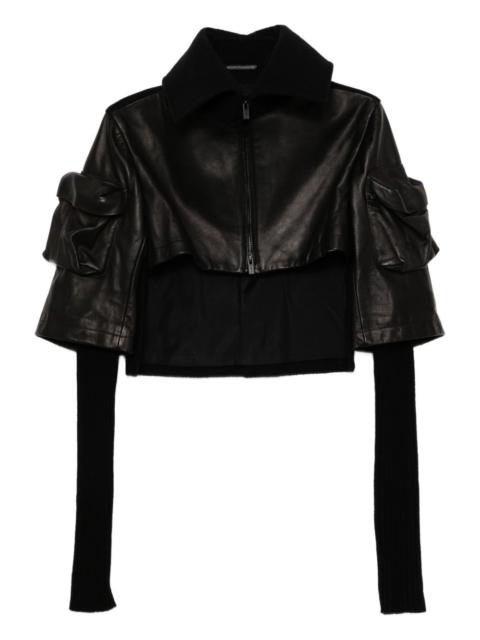 Yohji Yamamoto horse suede ribbed sleeves jacket