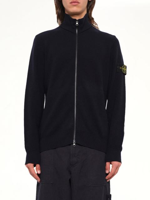Stone Island 5100012 Light RWS Wool Zip-Up Cardigan in Navy Blue