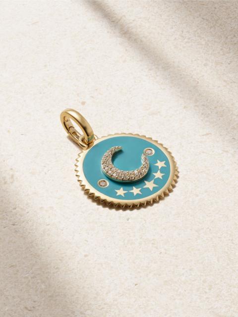 FOUNDRAE Crescent medium 18-karat gold, enamel and diamond pendant Gold