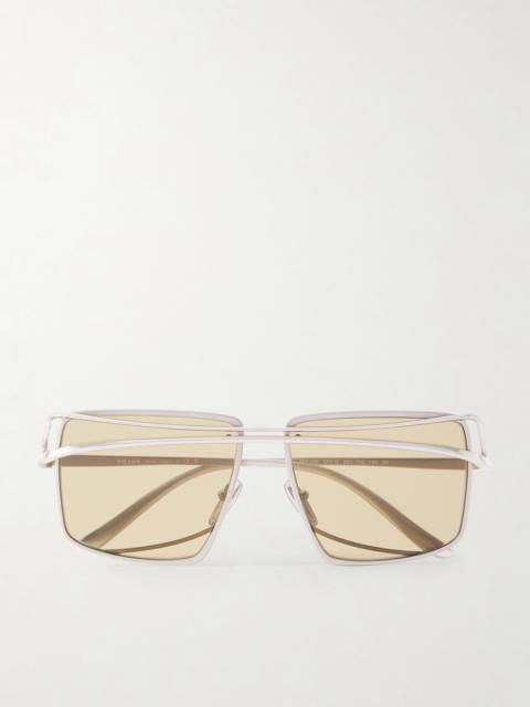 Prada Square-frame Silver-tone Sunglasses