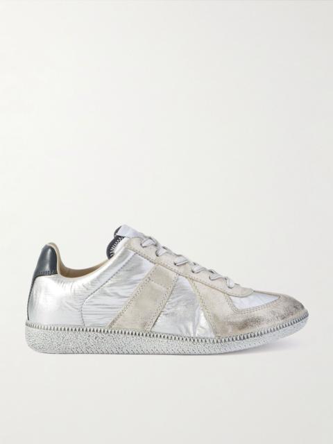 Maison Margiela Replica Leather-Trimmed Shell Sneakers Silver