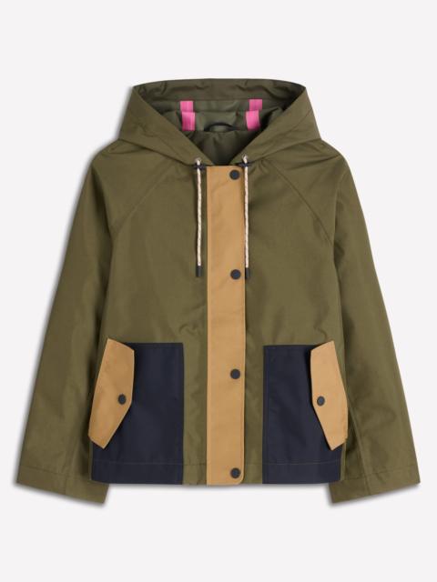 BODEN Lightweight Rain Mac-Woodland Green, Colourblock