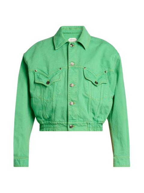 VERSACE Women's Blouson Denim Jacket - Pale Green