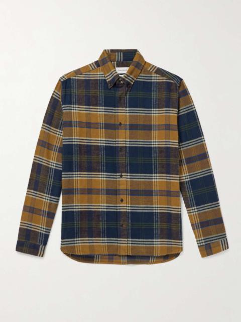 Oliver Spencer Brook Button-Down Collar Checked Organic Cotton-Flannel Shirt
