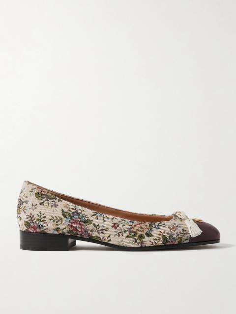 Valet Du Roi Leather-trimmed Floral-jacquard Ballet Flats