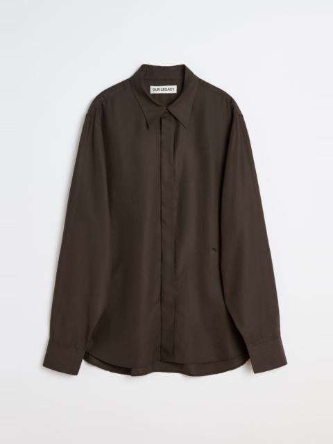 Our Legacy Evening Shirt Draping Brown Liquid Tencel