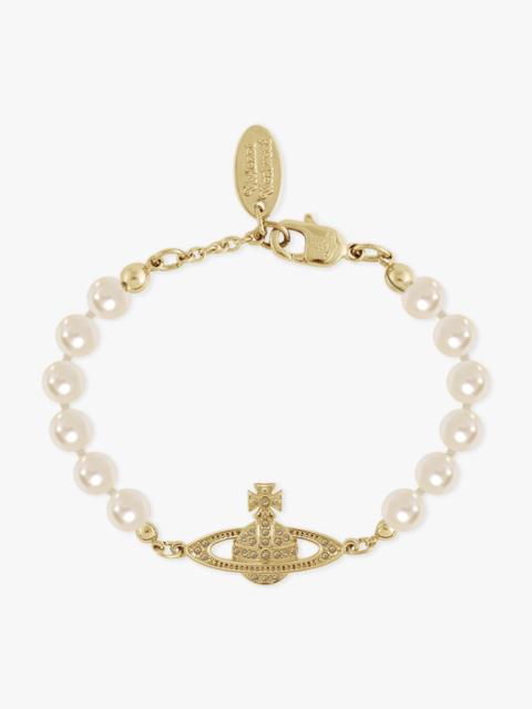 Vivienne Westwood MINI BAS RELIEF PEARL BRACELET | WHITE/GOLD