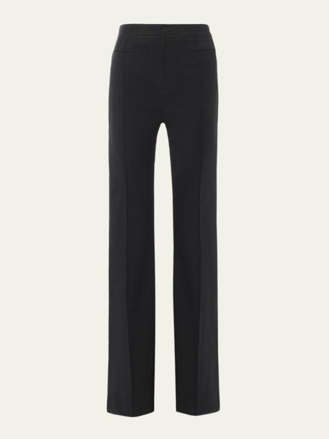 Chloé Mid-Rise Cotton Stretch Straight-Leg Trousers