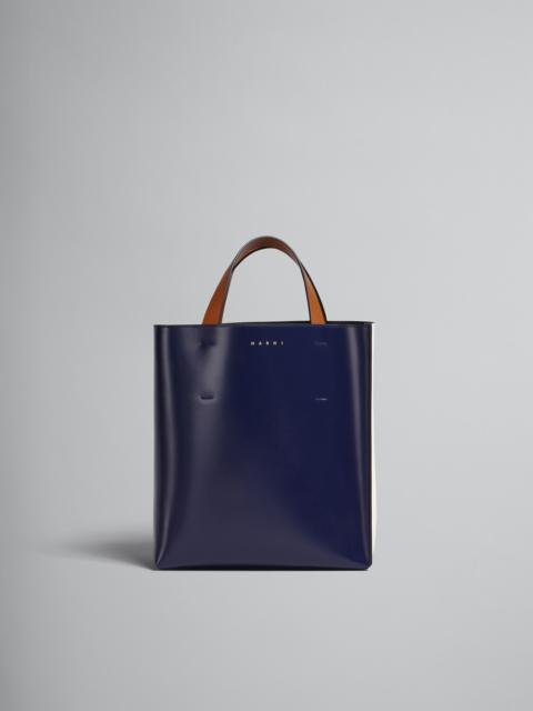 MUSEO SMALL BAG IN BLUE AND WHITE LEATHER