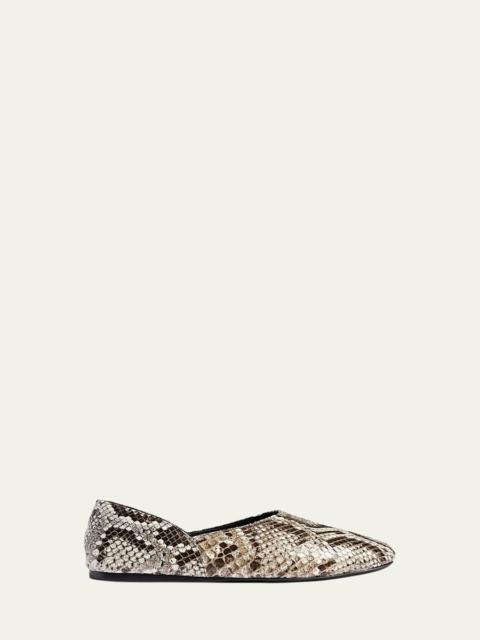 KHAITE Jane Snake-Printed Leather Flats