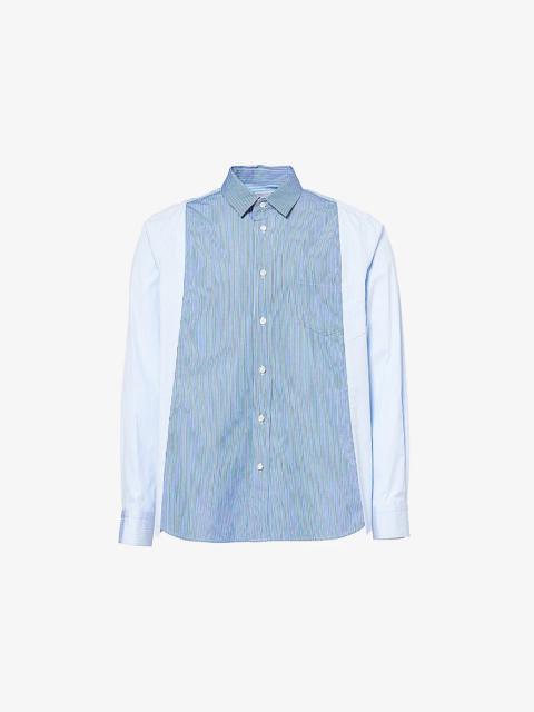 Stripe-Pattern Cotton-Poplin Shirt
