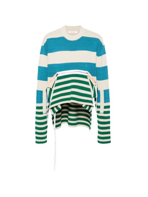 zip-up striped jumper
