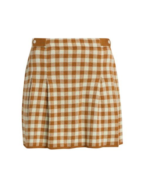 GUEST IN RESIDENCE Women's Gingham Silk-Linen Pleated Miniskirt - Suede Limewash