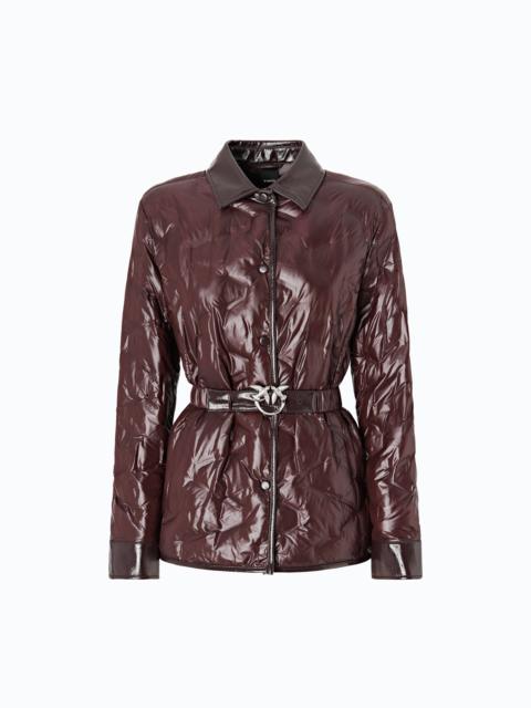 PINKO PADDED SHACKET IN SEMI-GLOSSY CANVAS