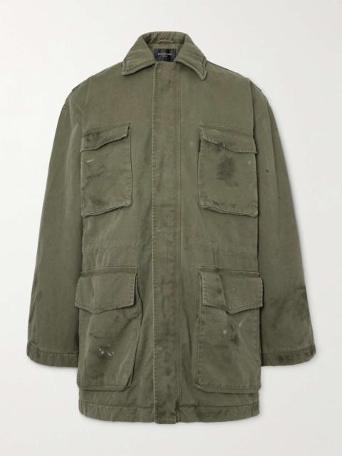 BALENCIAGA Distressed Cotton-Canvas Coat