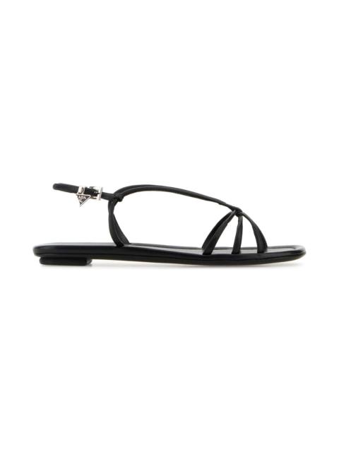 Prada Black Leather Sandals