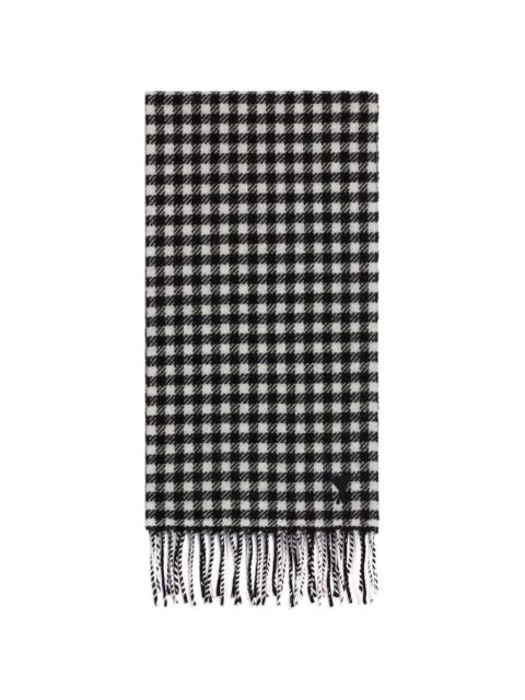 AMI Paris check-print frayed scarf