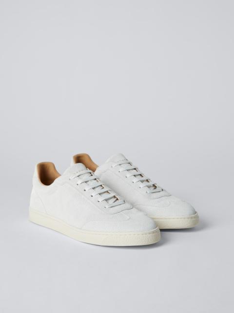 Brunello Cucinelli Punched suede sneakers with natural rubber sole
