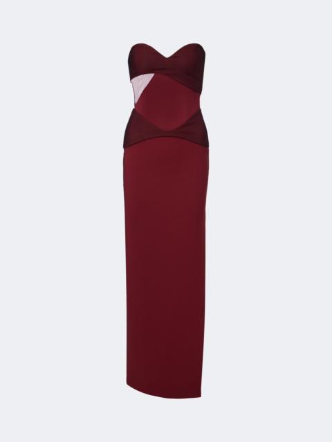NENSI DOJAKA Paneled strapless gown